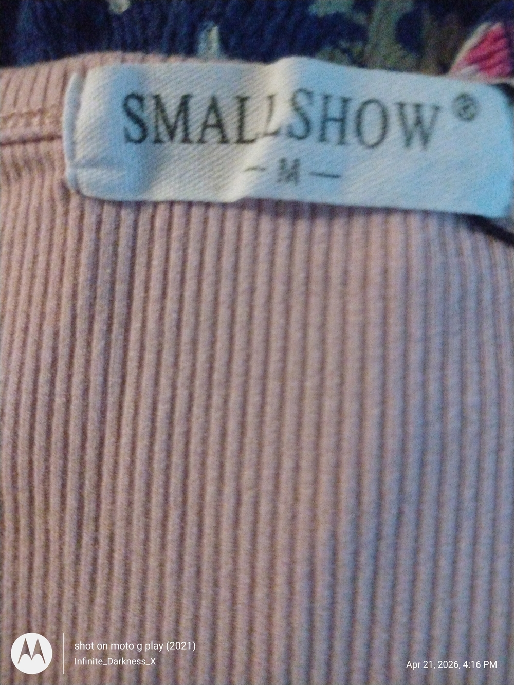 SMALLSHOW Ribbed Light Pink Tee - Crew Neck - Picture 5 of 5